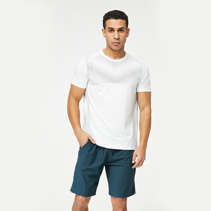 Men's solid color short-sleeved sports T-shirt
