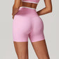 Crossover high-waisted sports shorts