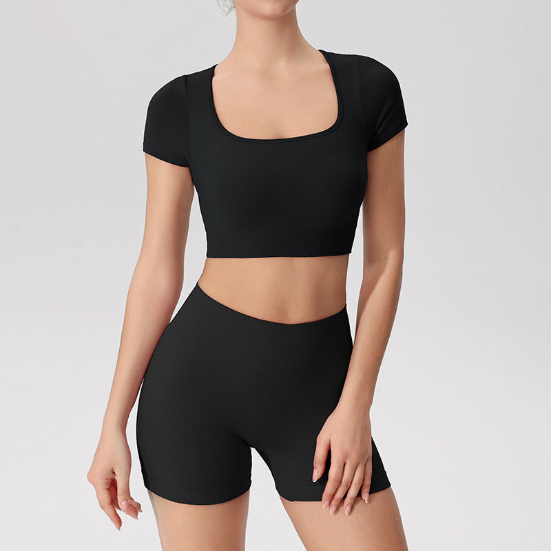 Seamless Cross Back Top + Shorts 2-Piece Set