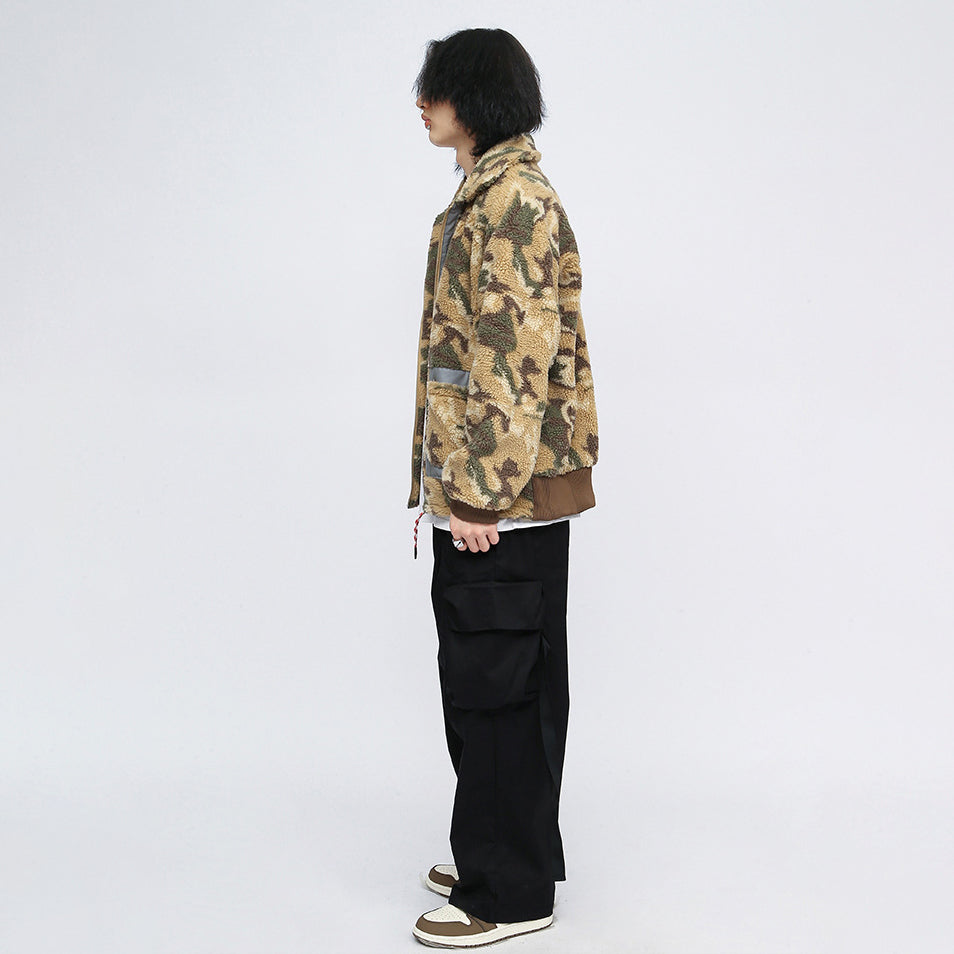 Camouflage plush thickened jacket