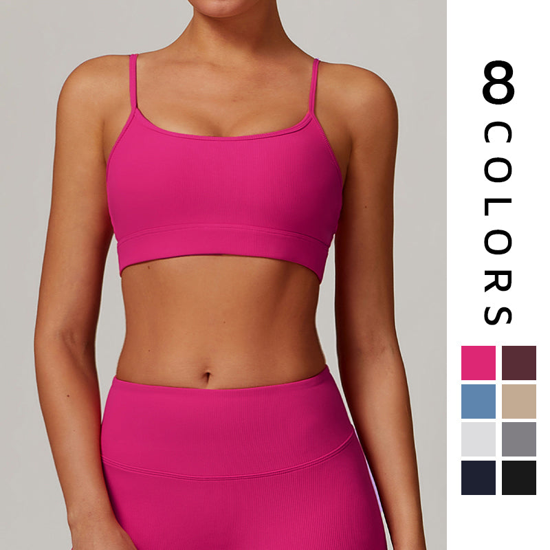 Thin straps solid color sports Bra