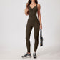 Brushed Full zipper Sleeveless sports jumpsuits