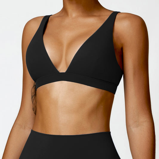 Triangle chest cup double strap sports bra