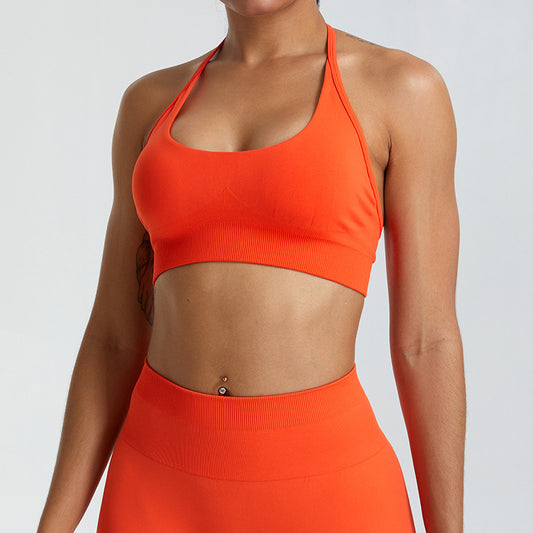 Seamless Halterback Bra + Shorts Yoga Set