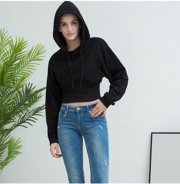 Casual Loose Navel Cropped Hoodie