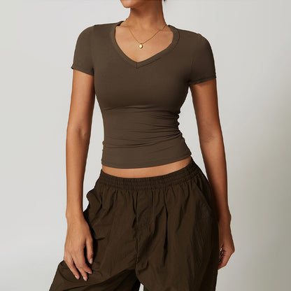 Quick-Dry and Brushed Short-sleeved Sports Yoga Top