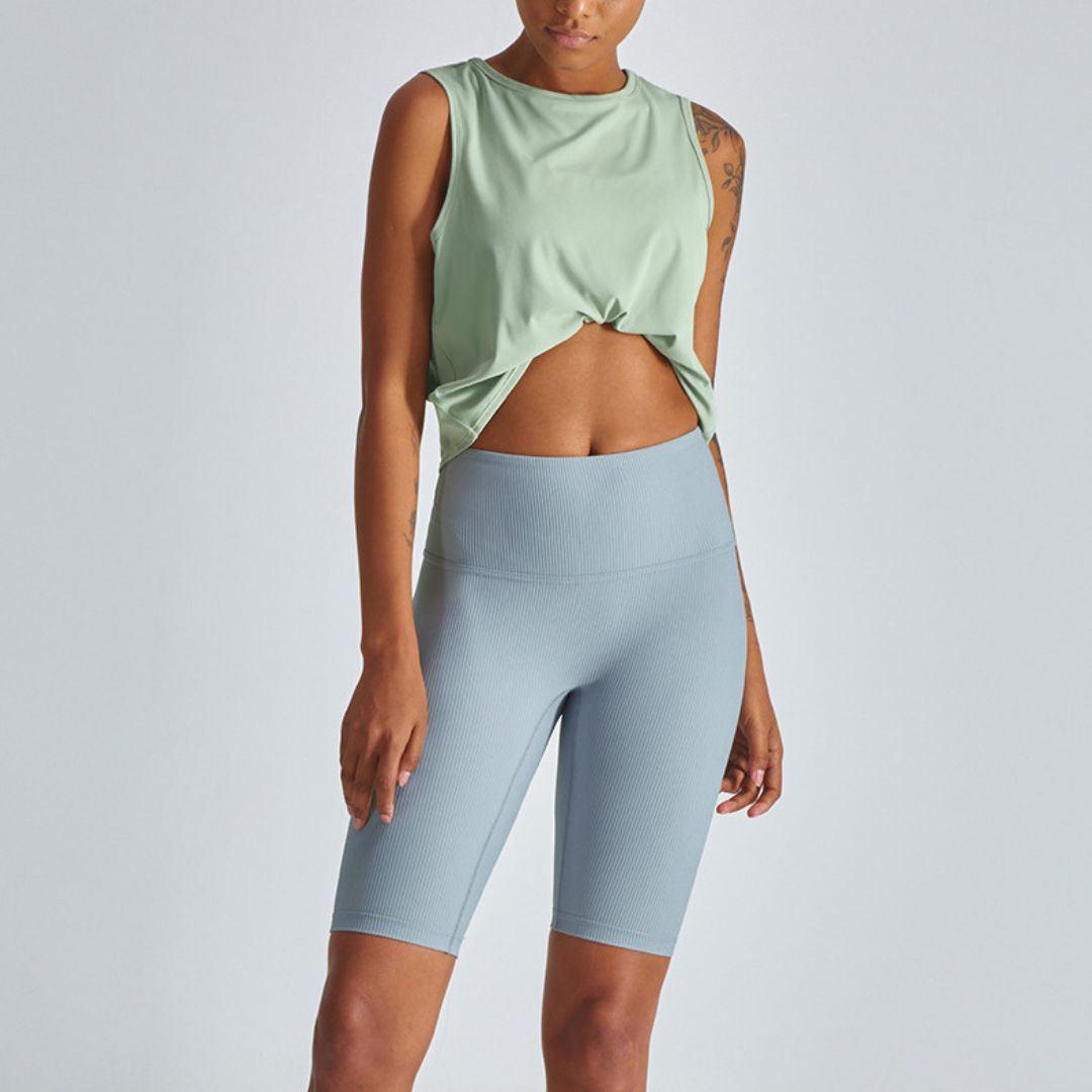 Solid color cropped sports tank tops