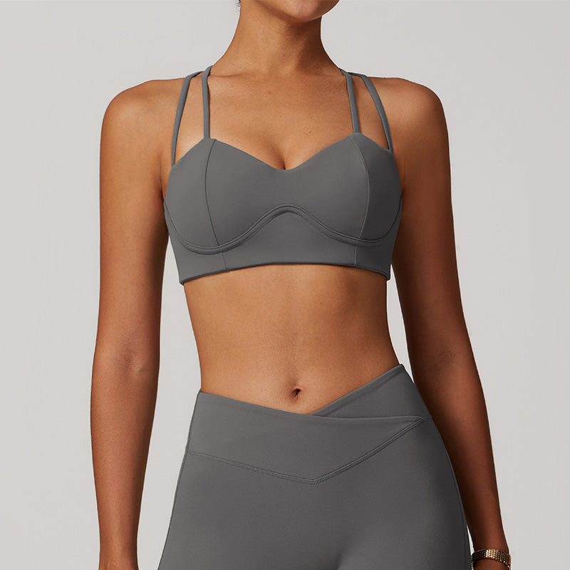 Brushed tight cross back sports bra