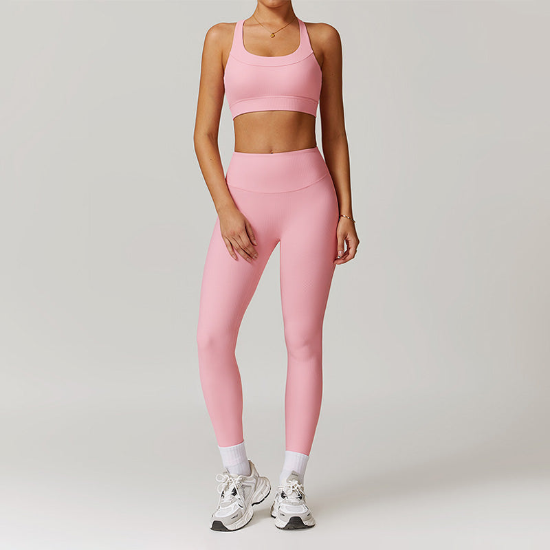 Quick-Dry Racerback Sports Bra + High-Waist Legging 2-Piece Set