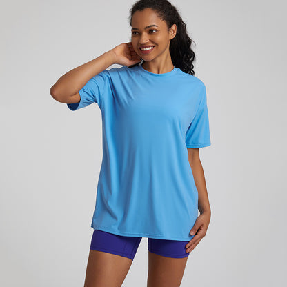 Solid color high stretch short-sleeved sports top