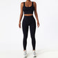 Quick-dry Wide straps sports bra + High waist leggings 2-piece set