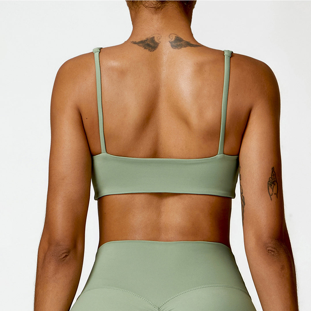 Solid color straight back sports bra