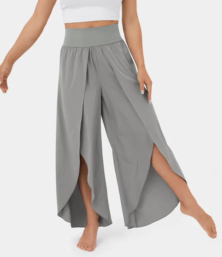 High-rise split quick-drying releax pants