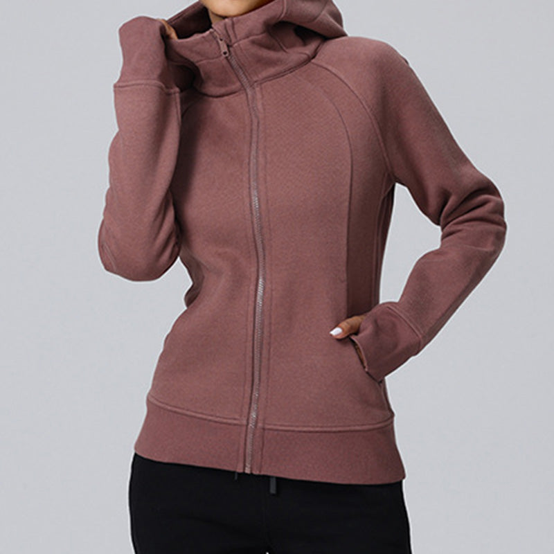 Long Sleeve Padded Hooded Zip-Up Sports Jacket