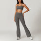 Quick Dry Halterneck Bra +Flare Leg Pants-2 Pieces Set