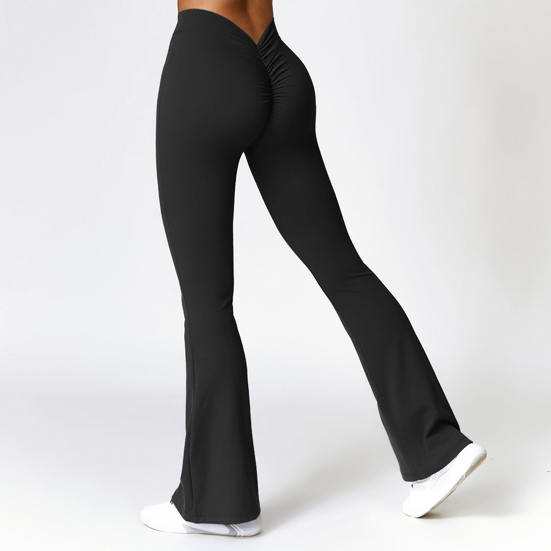 Buttock lift yoga exercise wide leg flared pants