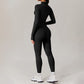 gold stamping Long Sleeve Fitness jacket + High waist leggings 2-piece set