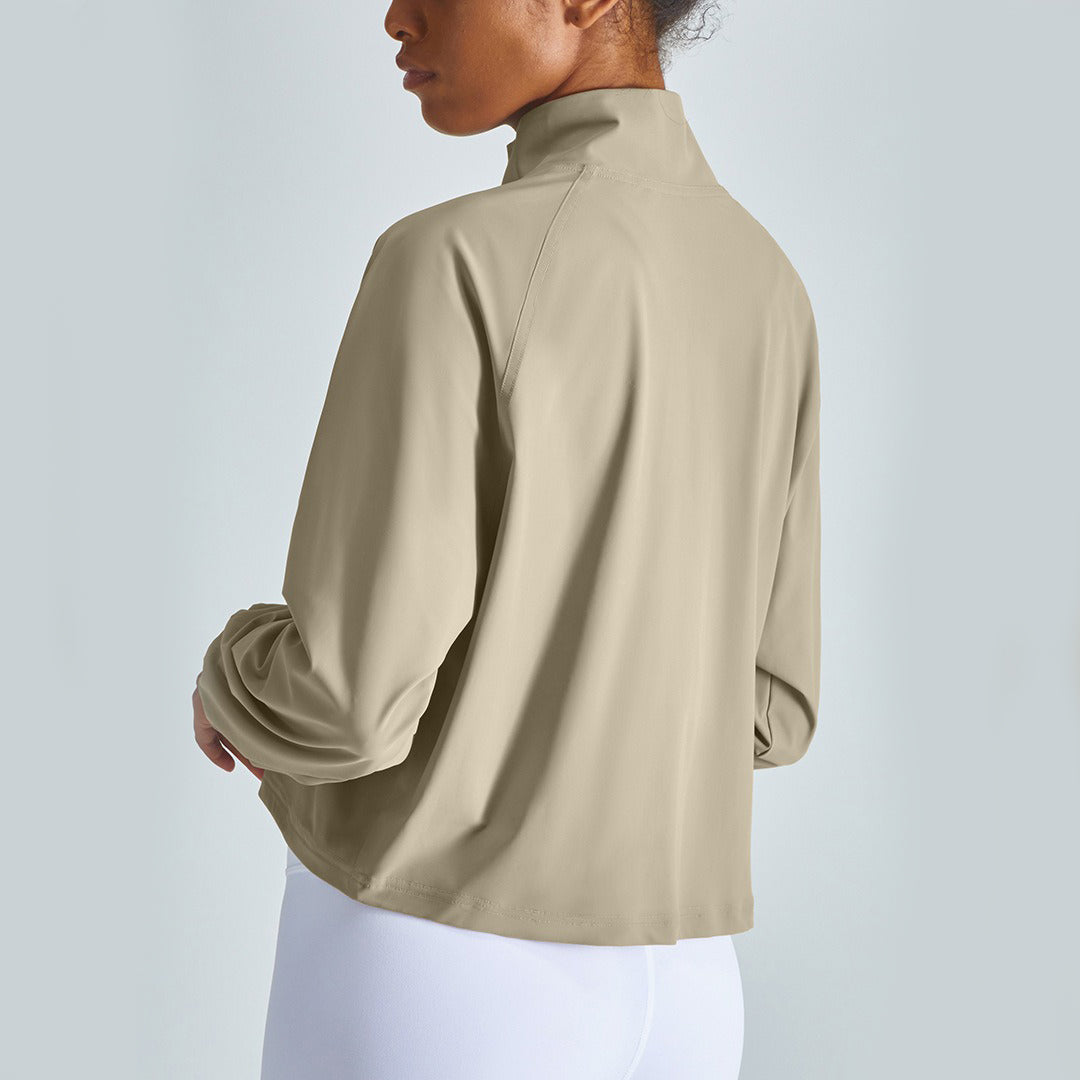 Stand collar long-sleeved sports jacket