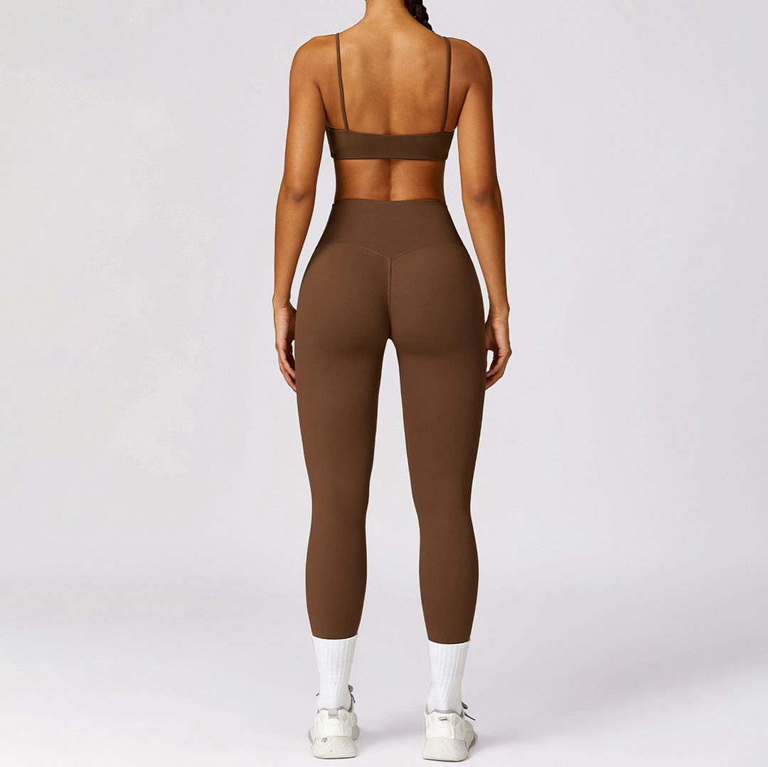 Ensembles de sport soutien-gorge et leggings moulants couleur chair à séchage rapide