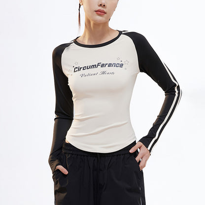 Quick-Dry Long Sleeve High Stretch Colorblock Sports T-Shirt