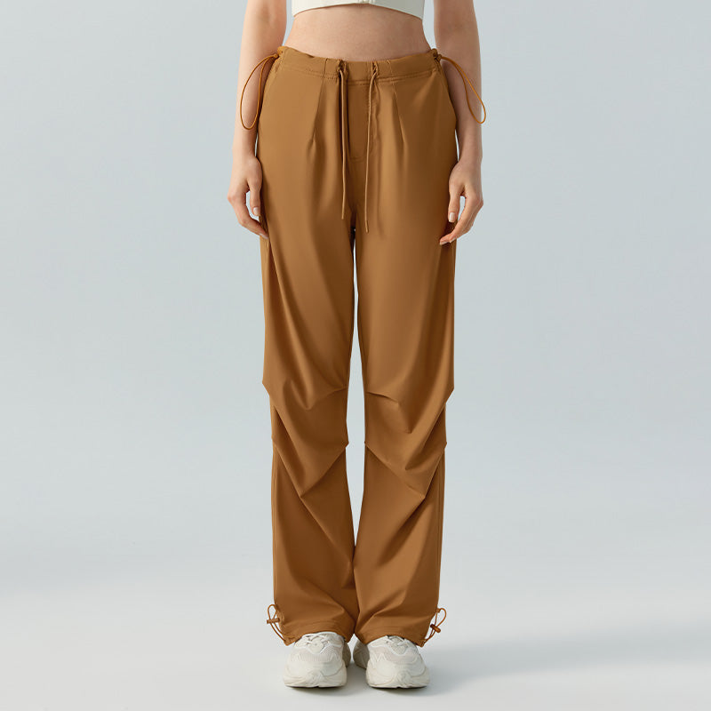 Breathable draped loose straight pants