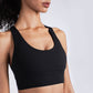 Solid color back crossed U-shaped sports bra