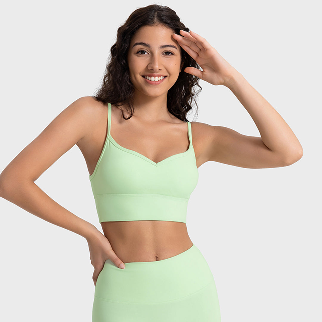 Moisture-wicking V-neck sports bras