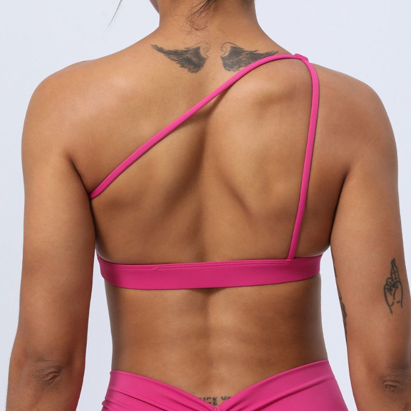 Cross-shoulder sports yoga bra