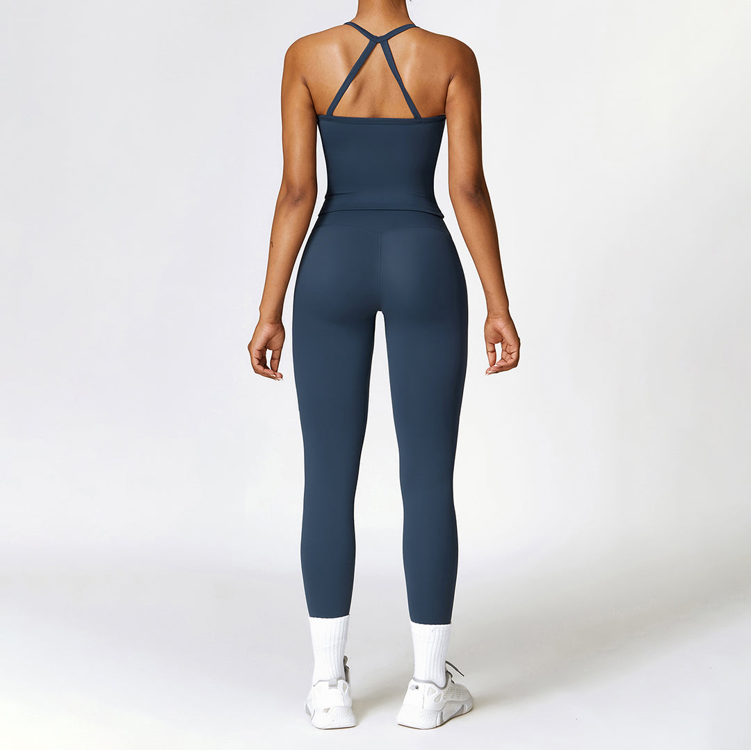 Crossover sport bras & Skinny track leggings set