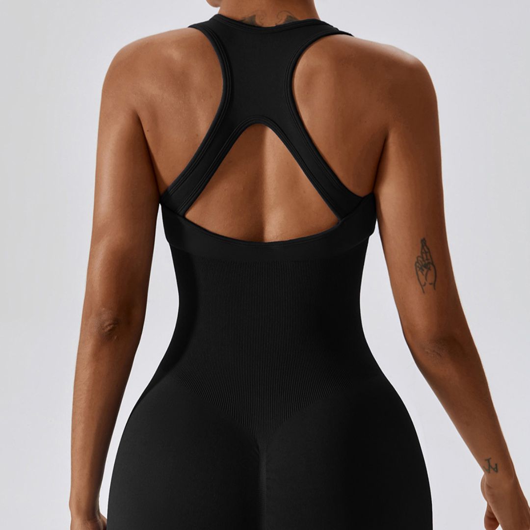 Solid color seamless buttock lift sports jumpsuit