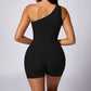 Oblique one-shoulder exercise fitness bodysuits