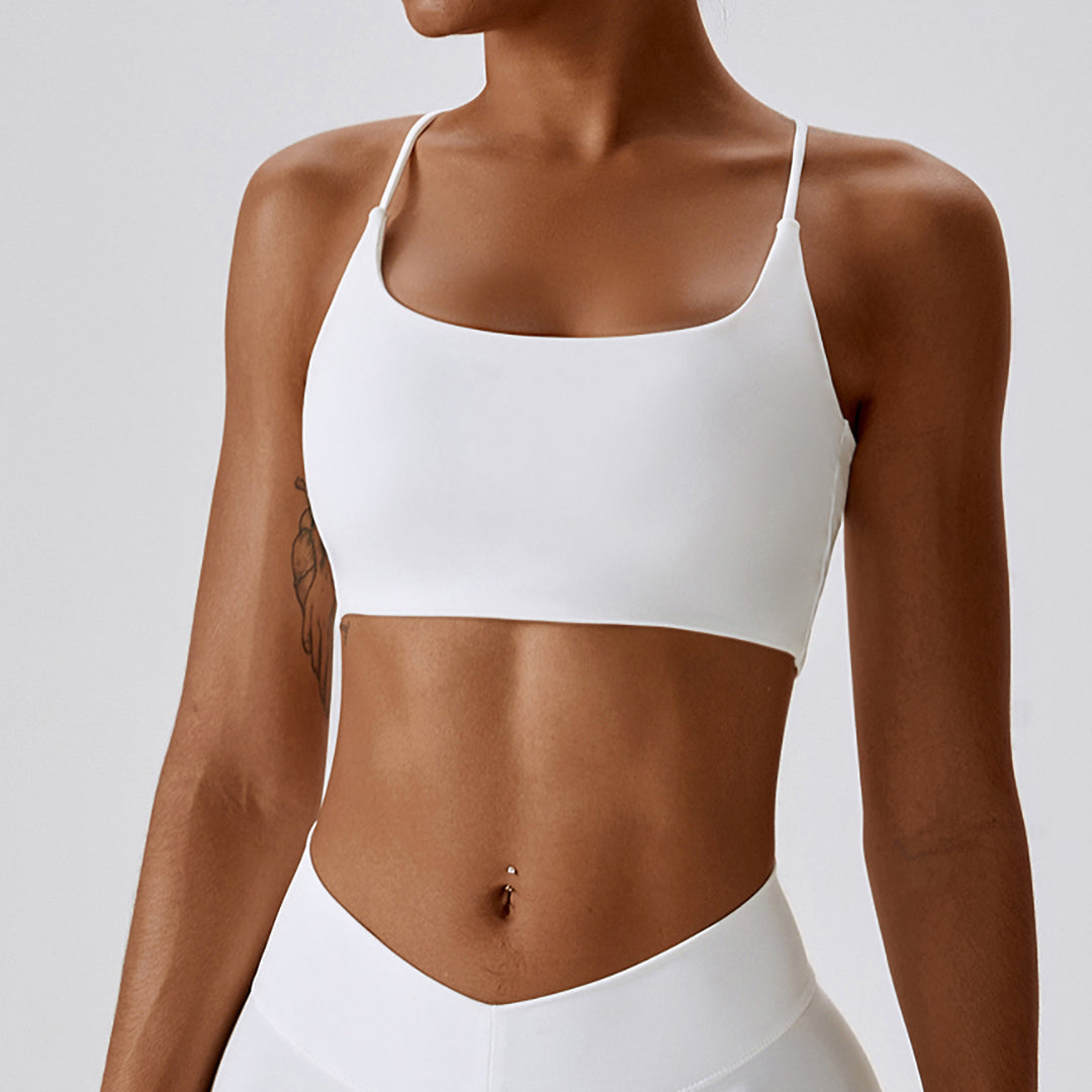 Soutien-gorge de sport croisé dos 3/4 uni