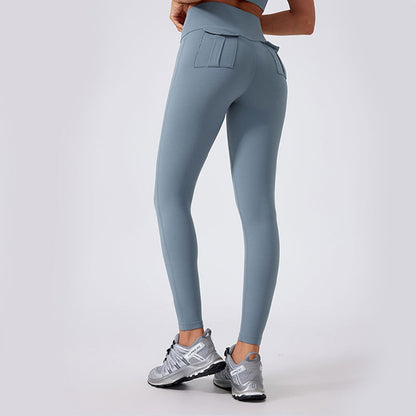 high waist and snug fit yoga leggings with Cargo Pockets