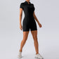 Sports zipper short-sleeved yoga jumpsuits