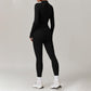 Long Sleeve Full Zipper Fitness Top + High waist leggings 2-pieces set