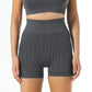 Thread-knit high-waist yoga shorts