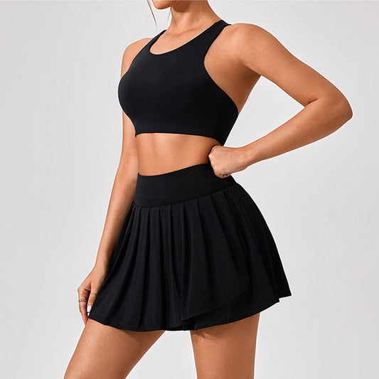 Quick Dry Breathable Tank Top Bra + Sports Skirts 2-piece Set