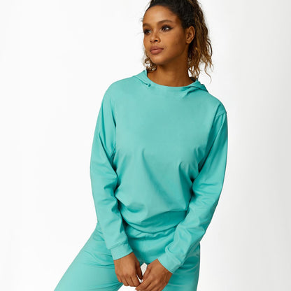 Solid color hooded sweatshirt Top