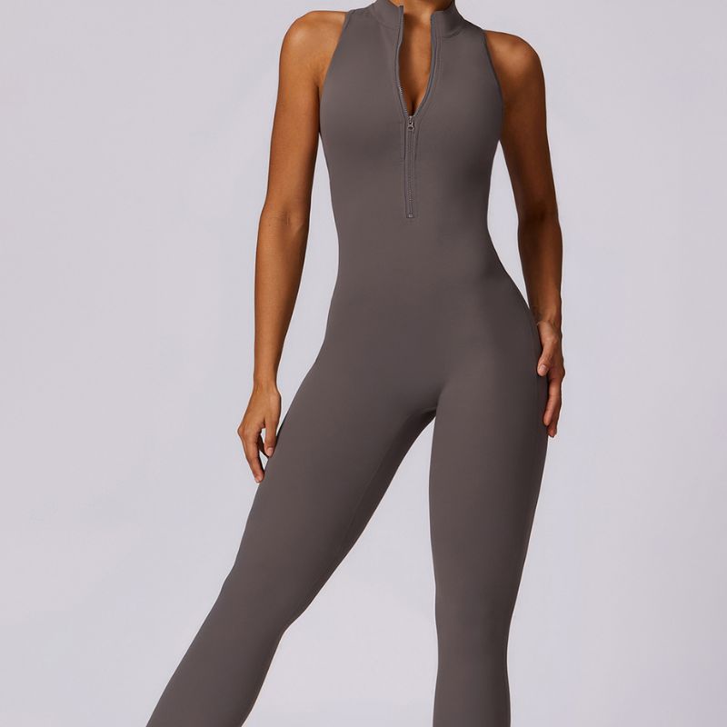 Quick-drying zipper fitness sports tight Jumpsuits