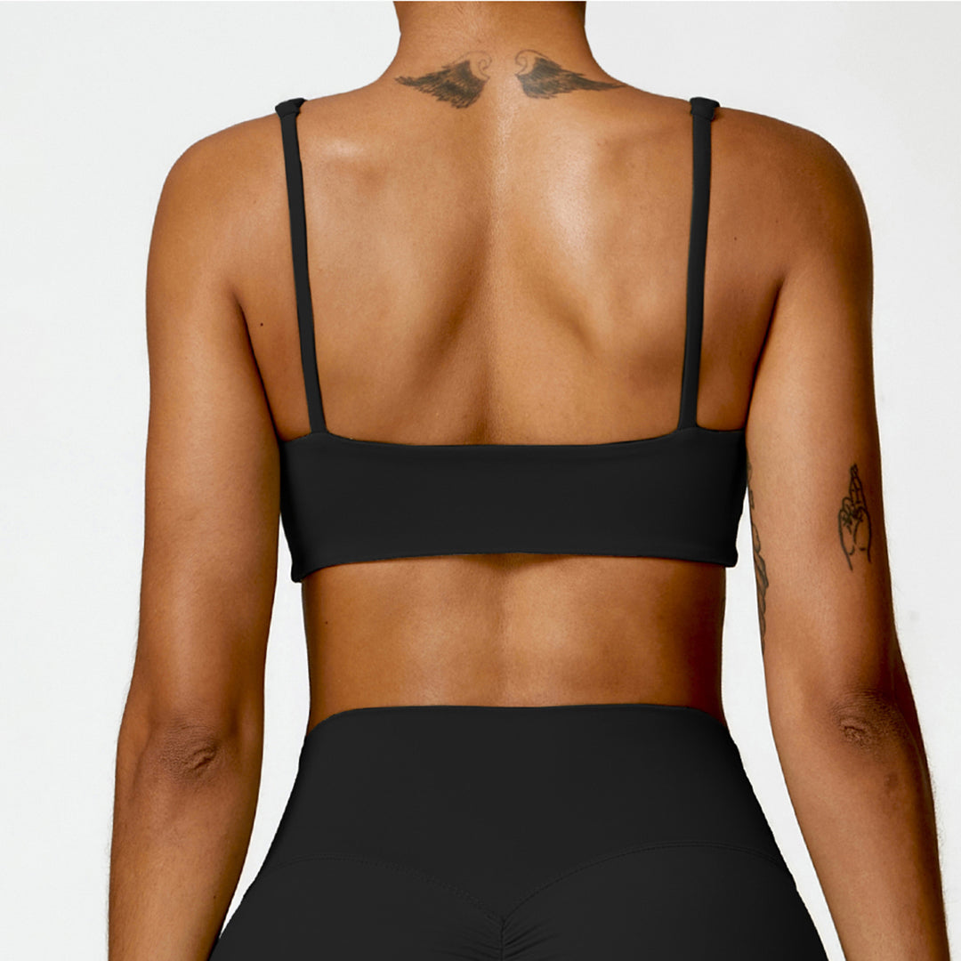Solid color straight back sports bra