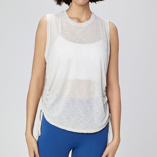 Breathable loose crewneck sleeveless sports tops