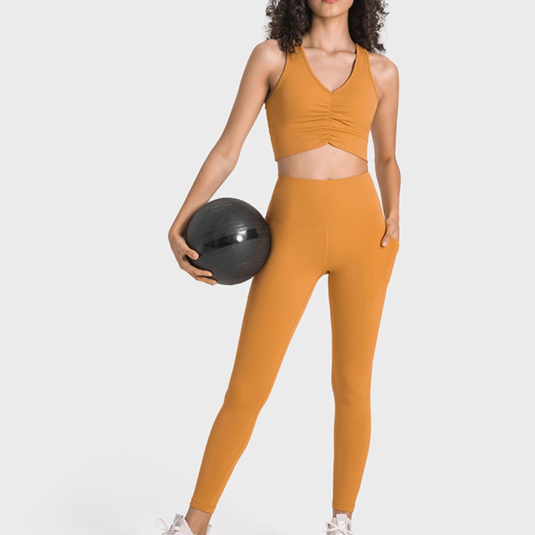 Double side pockets high waist yoga 2 pieces set