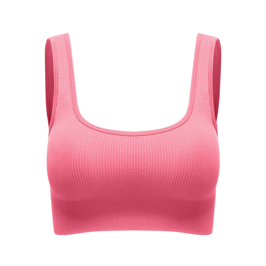 Solid wide straps, square neck sports bra