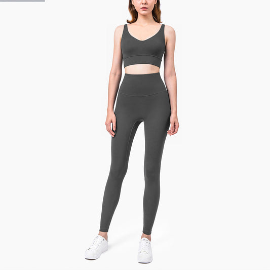 Ensemble deux pièces soutien-gorge de sport uni + legging