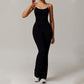 Hollow back yoga suit hip-lifting pleated flared jumpsuit