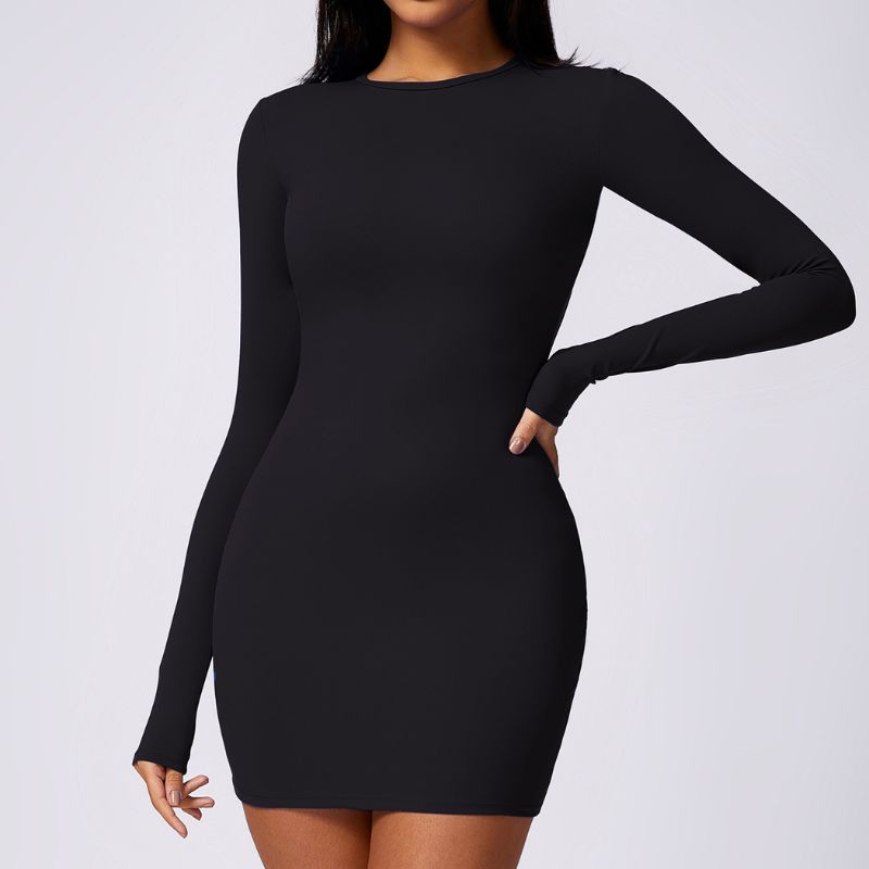 Long sleeved sexy backless bodycon dresses