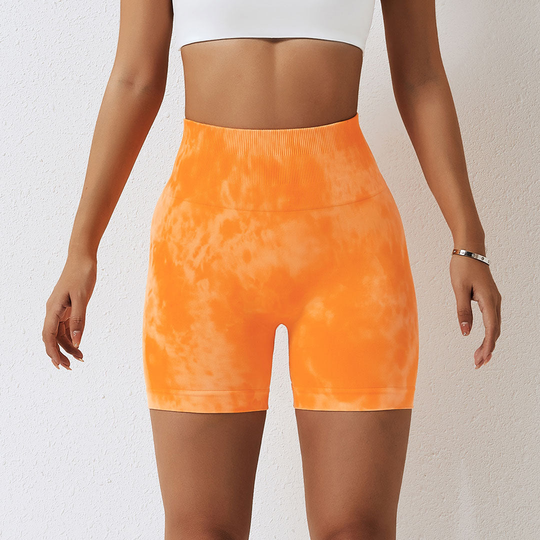 Tie dye seamless hip lift sport shorts