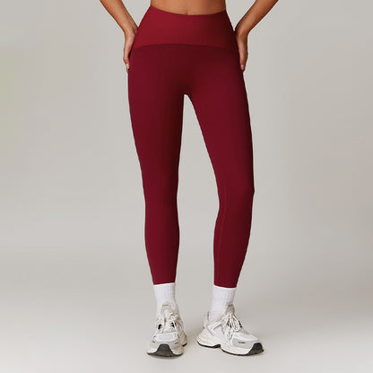 High waisted tight fitting spliced yoga leggings