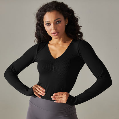 Solid Seamless Thread Track Top
