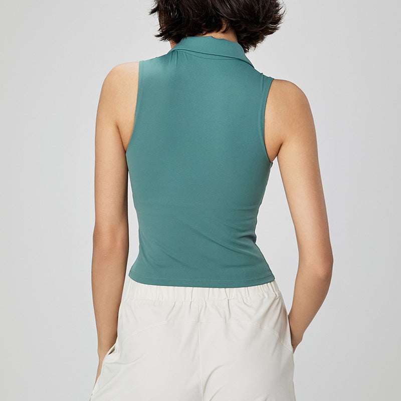 lapel sleeveless sports vest